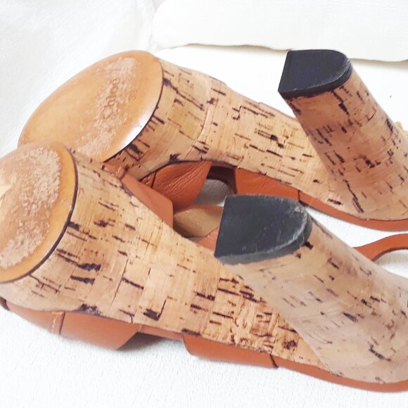 Chloe Cork Slingback Platform High Heel Tan Brown Size 39 - Picture 12 of 15